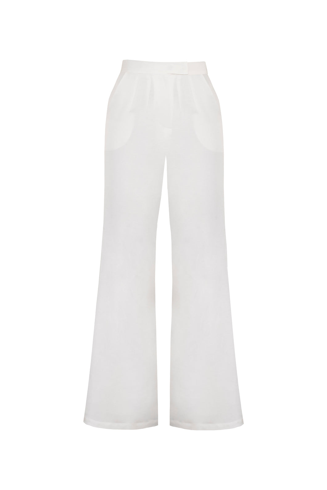 Calça Detalhe Cós Flare Alfaiataria - Linho Off-White