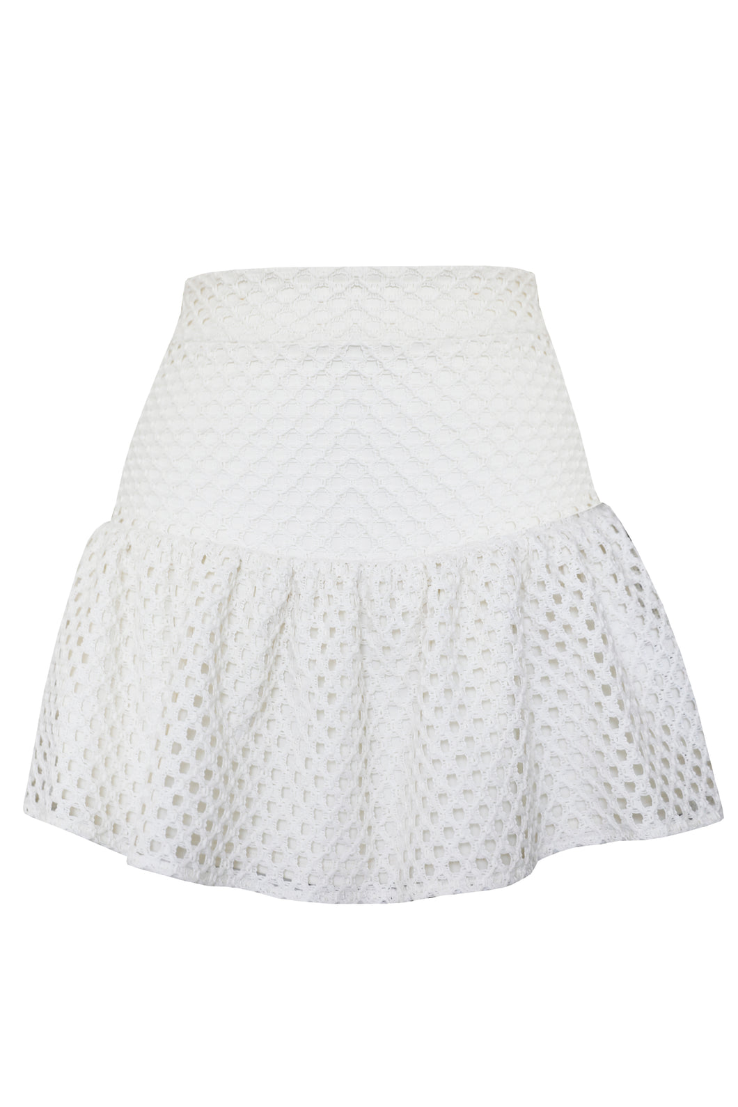 Saia Mini Franzida - Crochet Off-White