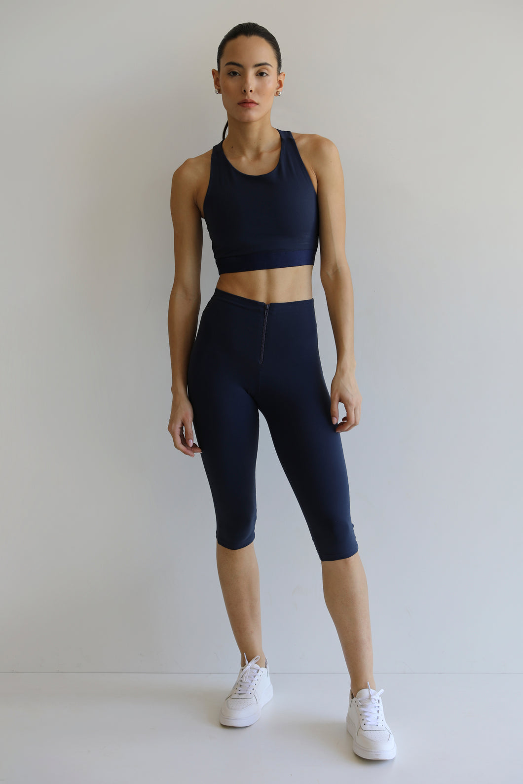 Calça Legging Zíper Capri - Azul Marinho