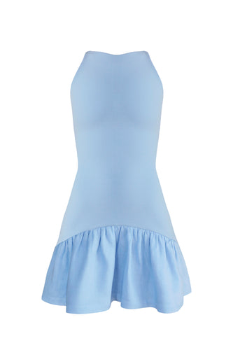 Vestido Mini Franzido - Azul Claro